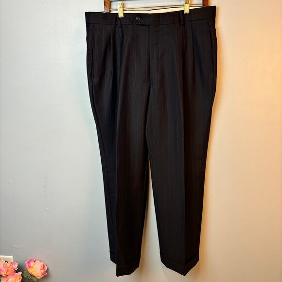 Evan Picone Pinstripe Worsted Wool 2 Piece Suit Blazer Coat Cuffed Pants 44S/W36 - Picture 5 of 16